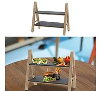 Présentoir à gâteaux 2 étages | 32 x 18 x 28 cm Armature en bois | Plateau de service décoratif de table