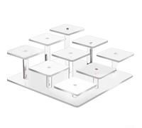 Présentoir à gâteaux décoratif en acrylique à 9 niveaux pour objets de collection et desserts - Transparent, blanc, noir, arc-en-ciel - Présentoir à gâteaux décoratif pour fête, maison et événement