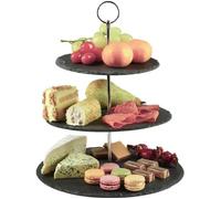 Présentoir à gâteaux - DIMONO - Plateau 3 étages - Ardoise naturelle - Antibactérien - Noir