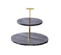 Présentoir à gâteaux double en marbre pour buffets, fêtes et événements, parfait pour la présentation de gâteaux, collations, légumes, fruits, biscuits, desserts