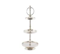 Présentoir à gâteaux en aluminium argenté - 45 cm - 3 étages - Décoration vintage