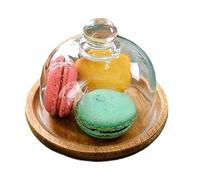 Présentoir à gâteaux en bois d'acacia - Plateau de portion pour gâteaux | Petits supports à gâteaux avec dôme | Plateau de service pour la cuisine, la pâtisserie, les desserts, les fruits, les