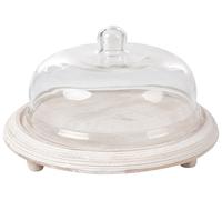 Présentoir à Gâteaux en Bois de Manguier avec Couvercle Porte Pâtisserie Cloche