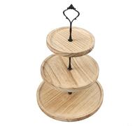 Présentoir à gâteaux en bois robuste avec trois plateaux pour organiser des desserts lors d'événements sociaux, y compris les mariages, les fêtes et les fêtes (C)
