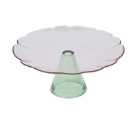Présentoir à Gâteaux en Verre "Fleur" 28cm Rose & Vert