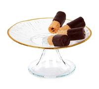 Présentoir à gâteaux en verre sur pied doré, 15,5 cm