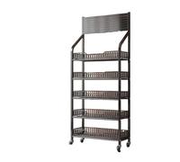 Présentoir à goûter noir pour bonbons, marchés fermiers et magasins - Étagère en métal avec roulettes et 15 crochets 50 x 27 x 65 cm - Solution de rangement polyvalente