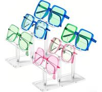 Présentoir à lunettes de soleil en acrylique à 3 niveaux avec finition transparente ou noire, support à lunettes peu encombrant pour la maison, le bureau ou le magasin, durable (A)