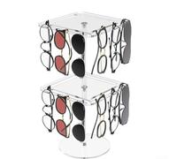 Présentoir à lunettes en acrylique à 360 degrés pour 24 lunettes avec base lestée et rotation fluide pour un rangement organisé (deux couches)