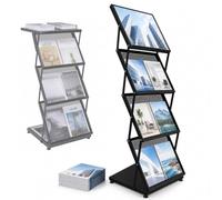 Présentoir à Magazines Pliable, Porte-brochures Sur Pied à 3 Niveaux | Présentoir à Journaux en Métal et Porte-Catalogues, pour Bureau, Magasin, Exposition et Événements