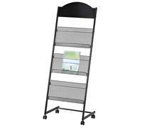 Présentoir à Magazines sur Pied Noir à 3 Niveaux - Porte-journaux et présentoir à brochures pour Bureaux, expositions et hôpitaux - Grand Organiseur de dossiers, 48 x 35,8 x 130 cm