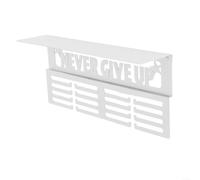 Présentoir à médailles avec étagère - Facile à installer - Pour médailles de sport et trophées - Étagère d'exposition murale avec motif « Never Give Up » (blanc)