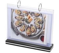 Présentoir à Menus Transparent A5 en Plastique, 6 Pages, Blanc | Base Stable et Design Détachable, pour Cartes D’instruction et Photos, Usage Comptoir Restaurant