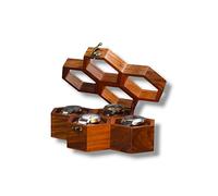 Présentoir à montres en bois haut de gamme à 4 compartiments - Coffret à montres pour homme fabriqué à la main, vitrine vintage en nid d'abeille en palissandre indien, coussins en velours faits main