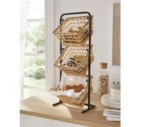 Présentoir à paniers en métal avec 3 paniers en osier, corbeille Etagere, panier à fruits, panier à légumes, étagère de rangement