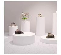 Présentoir à piédestal cylindrique rond blanc universel, base de plate-forme de magasin de vêtements/mariage, piédestal de rehausseurs pour mannequin/chaussures/sacs, décor de socle d'événement pour l