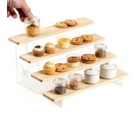 Présentoir À Plusieurs Niveaux En Bois, Support Montant En Acrylique À 4 Ma | Cosmétiques Et Desserts | Présentoir À Plusieurs Niveaux Pour Comptoirs De Vente Au Détail, Vitrine De Produits Et Objets De