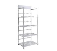 Présentoir à plusieurs rangées en porcelaine de veau pour salons professionnels et utilisation commerciale Finition argentée Taille : 60 x 35 x 155 cm Parfait pour les travaux manuels et les