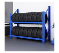 Présentoir à pneus, Support de Rangement réglable avec étagères métalliques à 2 Niveaux pour l'organisation des Roues (Bleu 200x50x140cm)