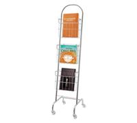 Présentoir à prospectus A4 avec roulettes - Porte-revues à 3 étages - En métal - Pour le salon, le bureau - Organiseur portable - Jusqu'à 10 kg - 30 x 35 x 138 cm