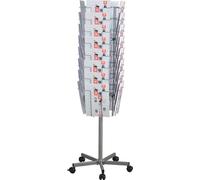Présentoir à prospectus D.510mm H1475mm argent 32 cases DIN A4
