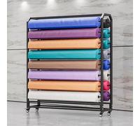 Présentoir à rouleaux de tissu avec barre de suspension réglable, support de rangement robuste en acier avec roulettes, étagère de rangement en acier robuste avec barre de suspension réglabl