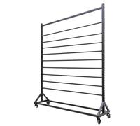 Présentoir à rouleaux de tissu réglable en hauteur, robuste et en acier, avec roulettes. Idéal pour les bobines de vinyle, les films adhésifs pour carrosserie et les emballages. Parfait pour