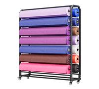 Présentoir à rouleaux de tissu réglable et mobile, en acier robuste avec roulettes, étagères de rangement métalliques avec roulettes freinables, organisateur de rouleaux de vinyle avec 10 ba
