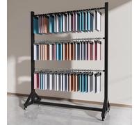 Présentoir à roulettes pour tissus et textiles commerciaux, support de présentation sur pied pour rideaux, courtepointes et couvertures, cintre métallique pour boutiques et expositions (4 ba