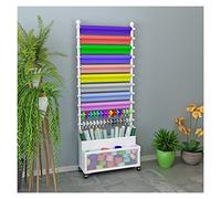 Présentoir à rubans et écharpes - Présentoir à papier cadeau autonome pour boutique de cadeaux, cadre en fer robuste, cintre mobile à 13 niveaux avec cloisons pour fleuriste, blanc, 80 x 26 x 170 cm