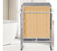 Présentoir à serviettes en métal à 3 niveaux avec panier de rangement et crochet, 101,6 cm de haut pour salle de bain, chambre, plage, jacuzzi