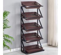 Présentoir à snacks à 5 niveaux pour supermarchés, commerces de proximité et bureaux - Étagère de vente au détail avec 5/10 paniers, étagère à snacks double face noire pour une présentation effic