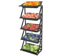 Présentoir à snacks à 5 niveaux pour supermarchés, commerces de proximité et bureaux - Étagère de vente au détail avec 5/10 paniers, étagère à snacks double face noire pour une présentation effic