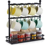 Présentoir à tasses à café VEVOR, porte-boissons à 2 niveaux en acier au carbone pour le rangement et la présentation des bars à café à la maison