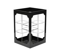 Présentoir à Thé Acrylique Noir Pivotant 360°, Rangement à Compartiments Ouverts Bord Poli Socle Stable, Rangement Plan de Travail Cuisine pour Théières Pots Tasses(Black+Transparent)