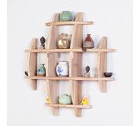 Présentoir à théière vintage en bois massif unique chinois - Décoration murale ronde - Pour restaurant, salon