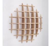 Présentoir à théière vintage en bois massif unique chinois - Décoration murale ronde - Pour restaurant, salon