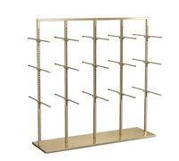 Présentoir à vêtements autoportant, 4/5 rangées réglables, tringles de suspension double face, étagères de rangement en métal pour magasin de vêtements (couleur : or, dimensions : 130 x 40 x 130 cm)