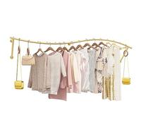 Présentoir à vêtements Mural doré avec Barre de Suspension créative, système d'étagères et de cintres pour Magasin de vêtements, Supports pour buanderie et Rangement de Placard