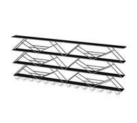 Présentoir à vin fixé au Mur avec lumière LED, étagères flottantes pour Cuisine, étagères murales suspendues au Bar Flottant, exposant métallique, Meuble à vin (Noir, 300x20x120cm)