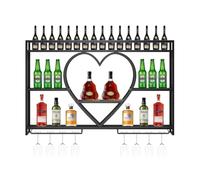 Présentoir à vin Mural avec éclairage LED, étagères organisatrices pour Bouteilles de Liqueur flottantes Bar, étagère Suspendue avec Porte-Verres à vin, pour Le Bar et la Salle à Manger du c