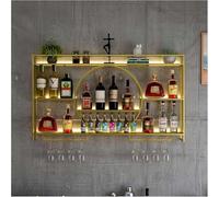 Présentoir à Vin Mural Casier à Vin Mural En Métal Moderne,PréSentoir à Vin Mural Casier à Vin Mural En MéTal Moderne Suspendus éTagèRes Flottantes Pour Unité De Bar(Size:100cm,Color:Or)