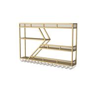 Présentoir à vin Mural en Fer, étagère Murale Industrielle, Grand Porte-vins Mural, Porte-Verres à vin, Grand Porte-Verre à vin monté avec lumières LED, Rangement pour Verres à vin, pour sal