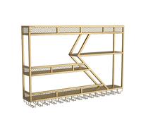 Présentoir à vin Mural en Fer, étagère Murale Industrielle, Grand Porte-vins Mural, Porte-Verres à vin, Grand Porte-Verre Mural monté avec lumières LED, Rangement pour Verres à vin, pour sal