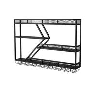 Présentoir à vin Mural en Fer, étagère Murale Industrielle, Grand présentoir à vin Mural, Porte-Verres à vin, Grand Porte-vins Mural monté avec lumières LED, Rangement pour Verres à vin, pou