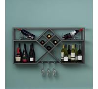 Présentoir à vin Mural, étagère Flottante pour Alcool avec Porte-Verre, présentoir Multifonction pour Le Rangement à vin, décoration de Fond pour Le Salon du Bar (Noir, 100x2)