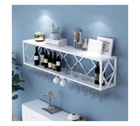 Présentoir à vin Mural Industriel, Porte-vins en métal Mural avec Porte-Verre Présentoir Bouteilles de vin pour Bar à Domicile, Cuisine, Salle à Manger (Couleur : Blanc, Taille : 80x25x40cm)