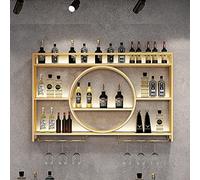Présentoir à vin mural moderne en métal, étagères flottantes pour unité de bar, casiers à vin muraux, support en verre présentoir en fer porte-vin avec étagères, pour la maison, le restaurant, les