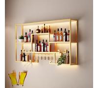 Présentoir à vins à LED Présentoir à Verre à vin Mural Étagère de Rangement pour Bouteilles Étagère en Fer Exposant pour Bouteilles de vin Stand d’Exposition pour la Maison, Cuisine, Bar Déc