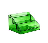 Présentoir Acrylique 3 Niveaux Incliné Transparent, Rangement de Plan de Travail Anti-rayures Anti-choc, Support Stable pour Bar à Café, Salon de Thé et Boutique(Green,40cm/15.8in)